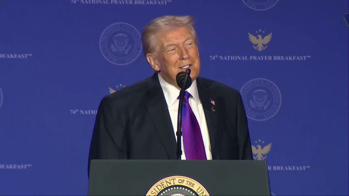 Trump jokes why he can't sleep on planes during prayer breakfast remarks