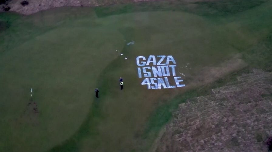  Trumps Scottish golf resort vandalized with pro-Palestine graffiti following Gaza comments