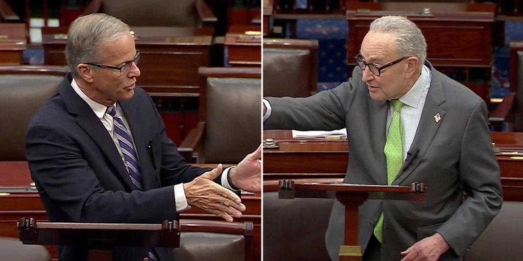 Schumer, Thune spar in Senate floor exchange