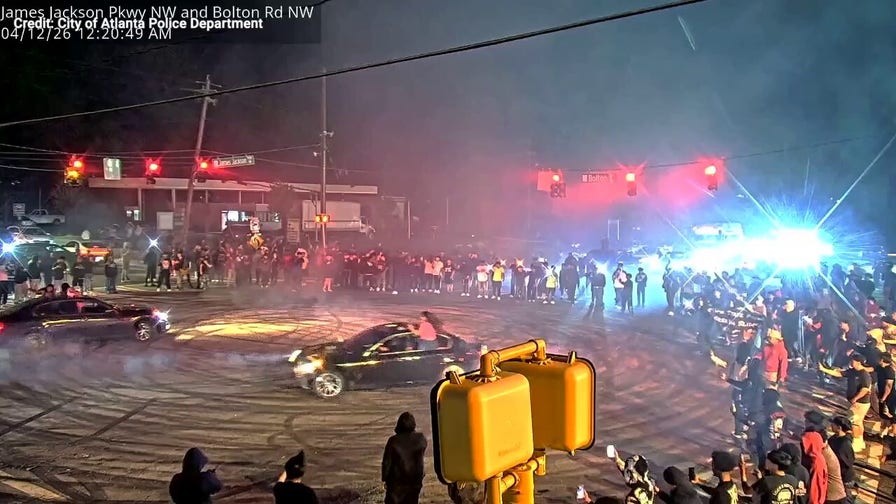 WATCH: Street 'takeover' spirals into chaos as racers swarm roads and cops make arrests