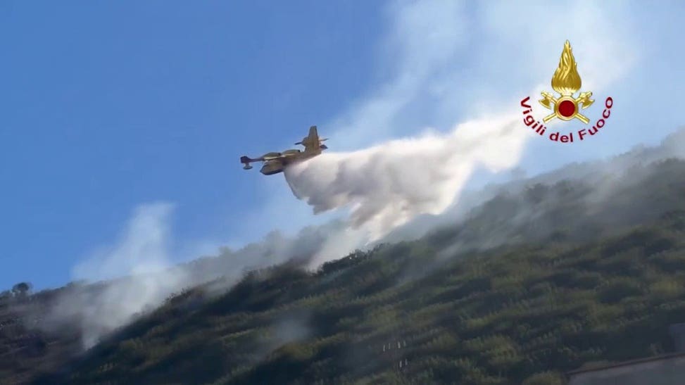 Tourists evacuate as massive wildfire burns near Amalfi Coast hot spot