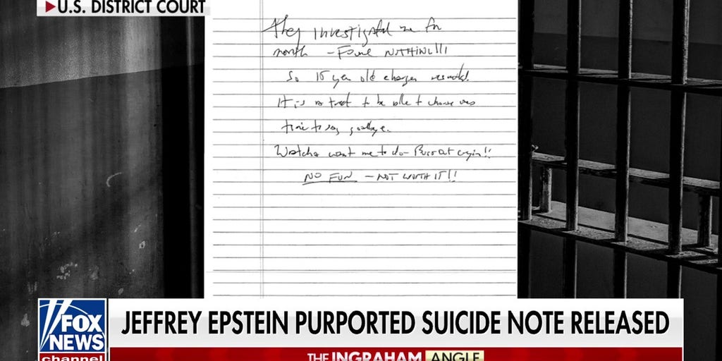 Suicide note alleged to be written by Jeffrey Epstein released