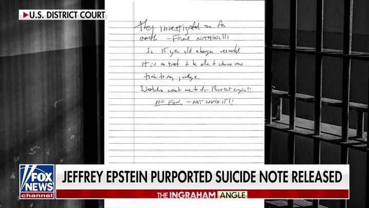 Se ha hecho pública una nota de suicidio que, según se afirma, fue escrita por Jeffrey