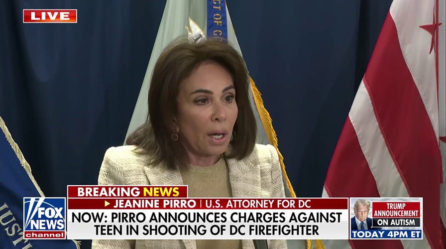 Jeanine Pirro announces charges against teen in shooting against DC firefighter: 'Sad commentary on what's going on'