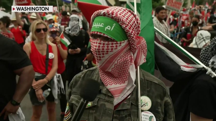 Fox News confronts agitator carrying Hamas flag at DC protest: 'What message do you want to send today?'