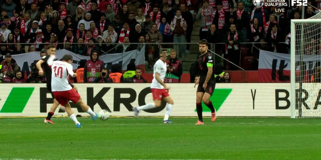 Piotr Zieliński finds the corner of the net from outside the box, helping Poland take 2-1 lead over Albania