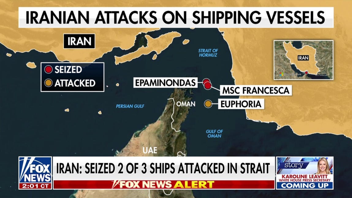 Iran says it seized 2 of 3 vessels attacked in Strait of Hormuz