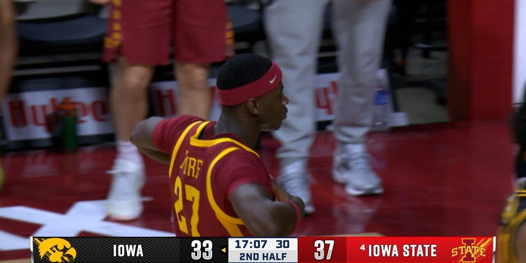 Killyan Toure HAMMERS fastbreak dunk off a steal, extending Iowa State's lead over Iowa
