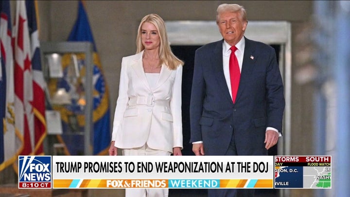 Trump vows to end weaponization during visit to the DOJ