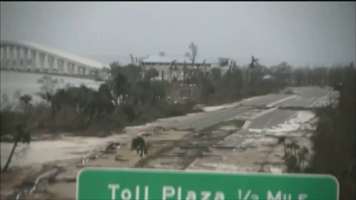 Tollway to the Ft. Myers bridge destroyed in Hurricane Ian