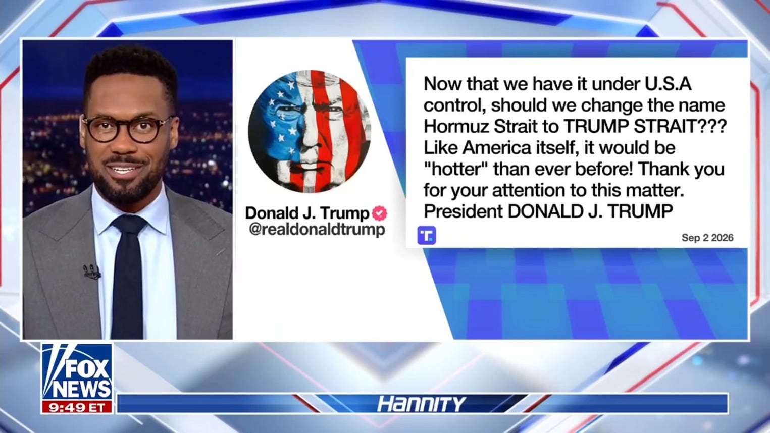 President Trump floats renaming Strait of Hormuz to Trump Strait