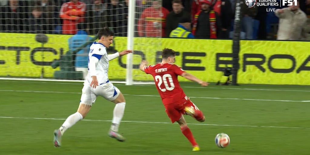 Daniel James rips a shot from outside the box for a goal, giving Wales 1-0 lead over Bosnia and Herzegovina