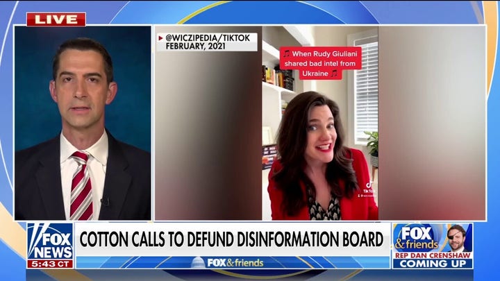 Tom Cotton calls for defunding Biden's disinformation board
