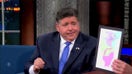 Colbert confronts Democratic Gov. JB Pritzker with map of gerrymandered Illinois