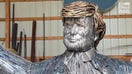 Life-sized statue of fighting Trump made from nails unveiled at assassination attempt site