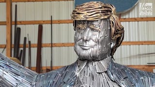 Life-sized statue of 'fighting' Trump made from nails unveiled at assassination attempt site - Fox News