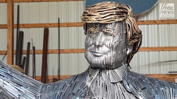 Life-sized statue of 'fighting' Trump made from nails unveiled at assassination attempt site