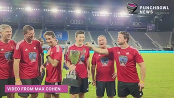 Texas Rep. Dan Crenshaw reacts after GOP defeats Dems in Congressional Soccer Match