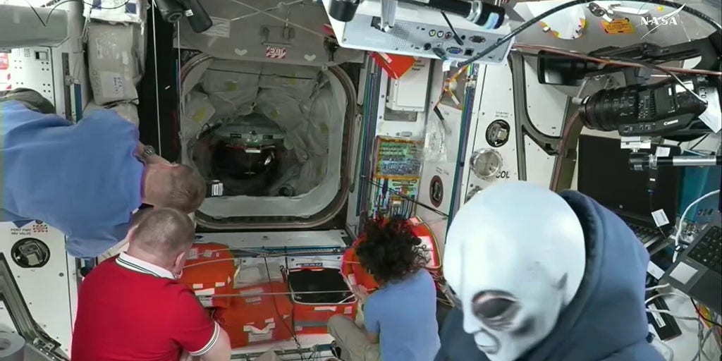 'Alien' greets Crew-10 during their welcoming to the ISS