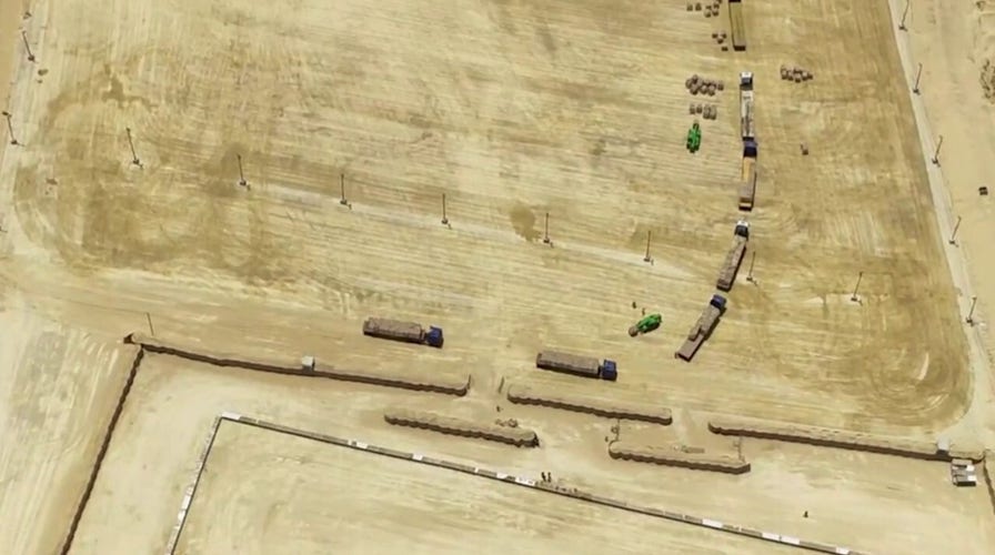 Drone footage of new aid distribution center in Gaza