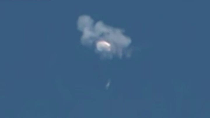 US fighter jet shoots down Chinese spy balloon live on Fox