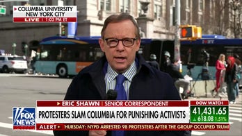 Demonstrators protest detainment of pro-Palestinian Columbia University student