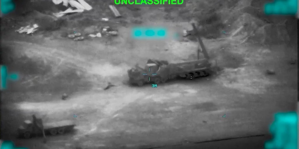 Aerial video shows US forces striking Iranian mobile missile launchers