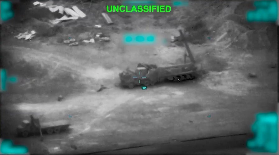 Aerial video shows US forces striking Iranian mobile rocket  launchers