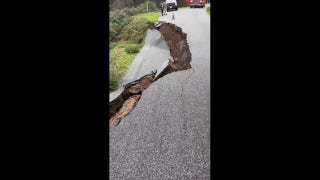 California storms: Video shows road collapsing in San Mateo County  - Fox News