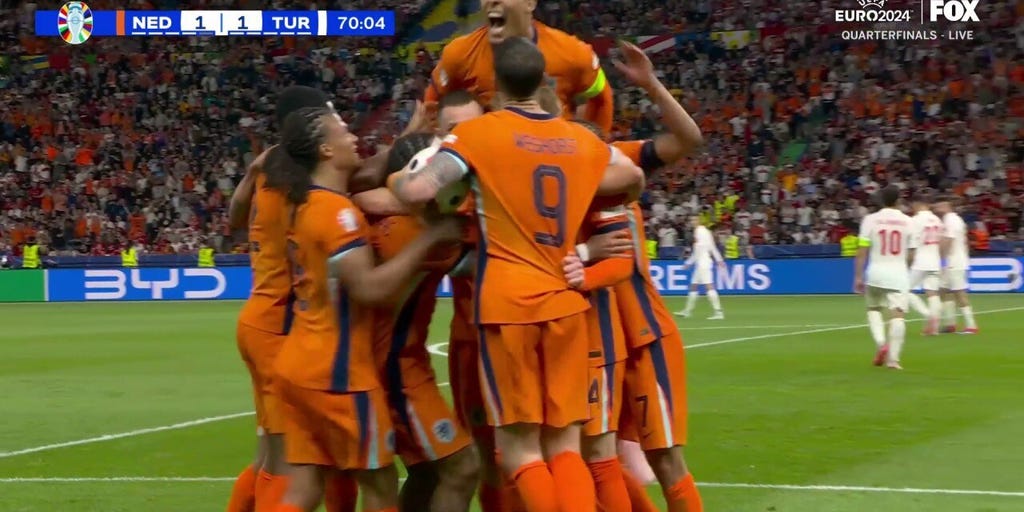 Netherlands' Stefan De Vrij scores a 1-1 equalizer in 70' against Türkiye | UEFA Euro 2024