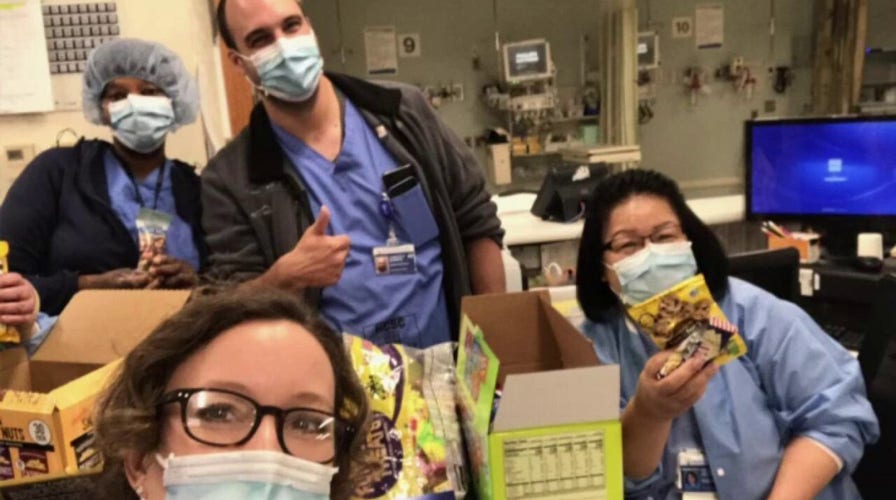 Nurse delivering snacks, coffee to fellow health care workers