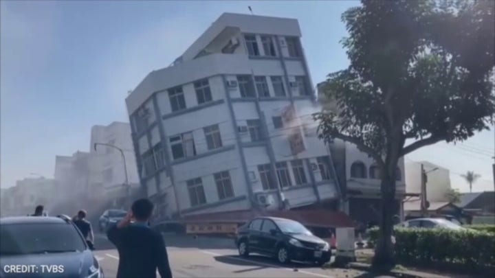 Office building in Hualien, Taiwan damaged in powerful quake