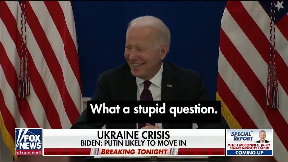 Biden swaai Fox News-verslaggewer omdat hy hom druk oor die groeiende konflik tussen Rusland en Oekraïne: 'What a stupid question'