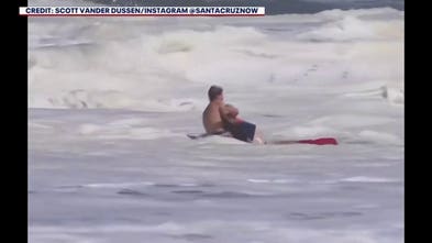 Child swept into towering California waves as terrifying beach rescue unfolds on camera
