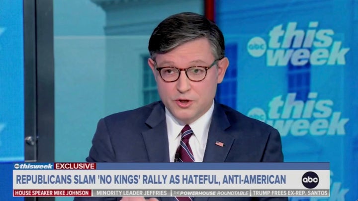 Mike Johnson battles with ABC host on protests, Pentagon press policy