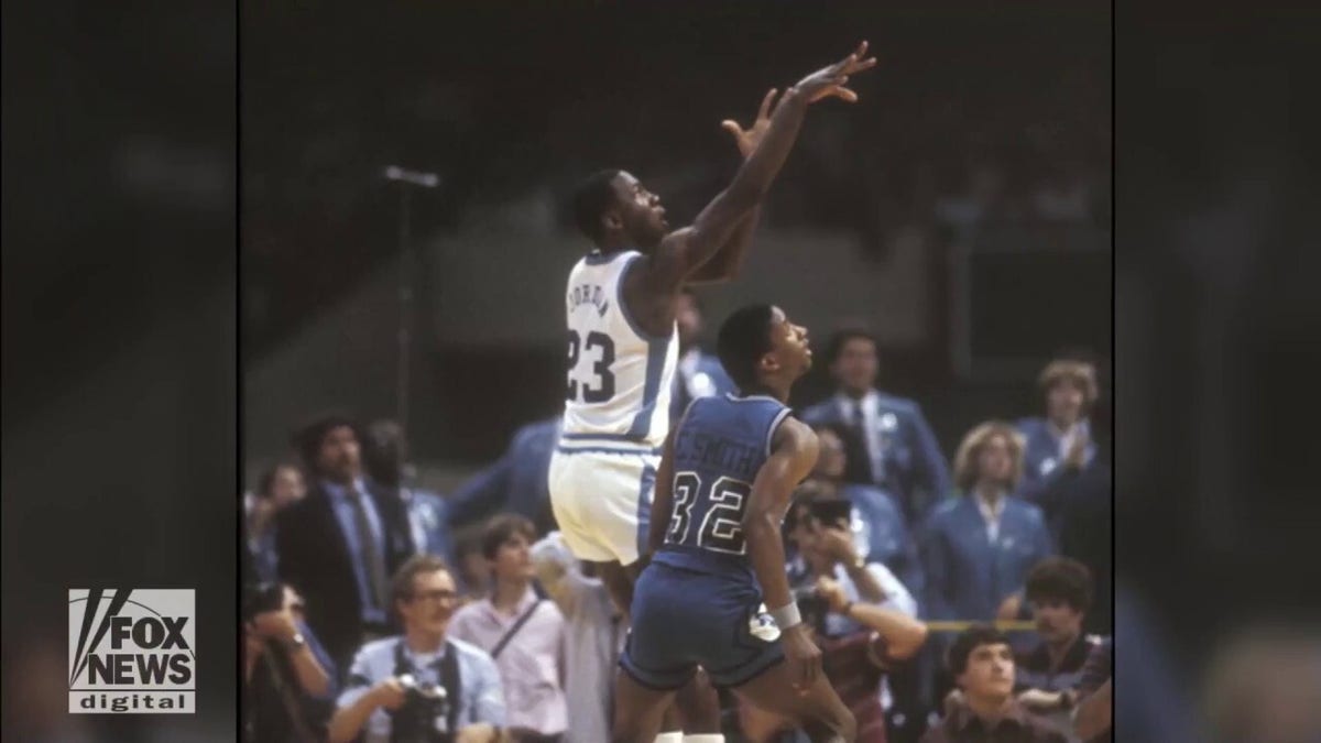 Watch: UNC freshman Michael Jordan hits an iconic game winner vs Georgetown  to win the 1982 NCAA championship, on this day 40 years ago