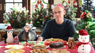 Man replaces roast turkey tradition by celebrating Christmas dinner with pet bird