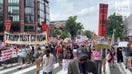 Protesters march in a 'No Kings' protest near Washington