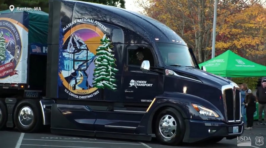 Truckers driving from Alaska to Washington, D.C., to deliver Capitol Christmas tree