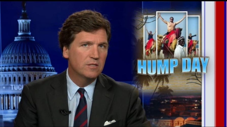 Tucker reacts to Eric Swalwell going topless in Qatar
