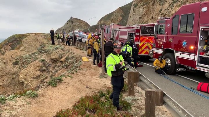 California first responders rescue four people from vehicle that plunged off cliff