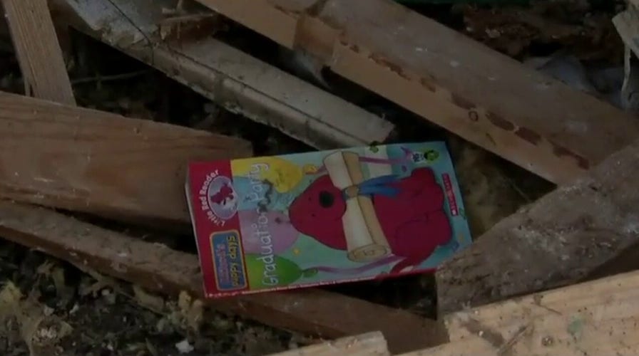 Books seen in rubble of school destroyed by Nashville tornado