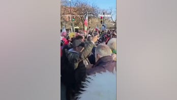 Celebrations outside White House after US-led strikes on Iran