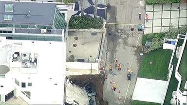 Nicolas Cage's Malibu driveway collapses, creating a massive sinkhole outside his home