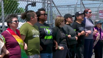 Clergy protest outside Delaney Hall in Newark, New Jersey