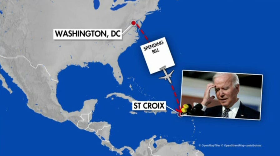 Biden has $1.7T spending bill flown to him while on vacation