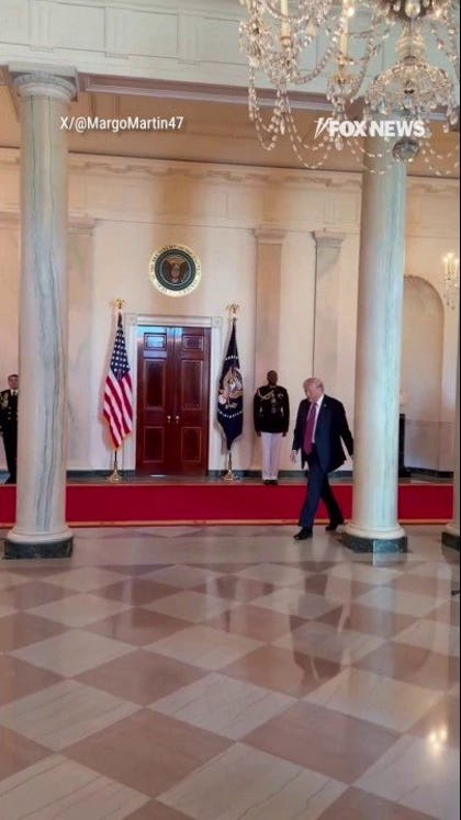 Trump greets Oklahoma State men's golf team with golf swing