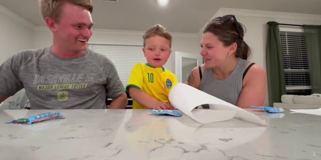 Parents can't hide laughter as child reacts to 'cookie challenge'