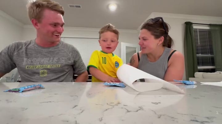 Parents can't hide laughter as child reacts to 'cookie challenge'