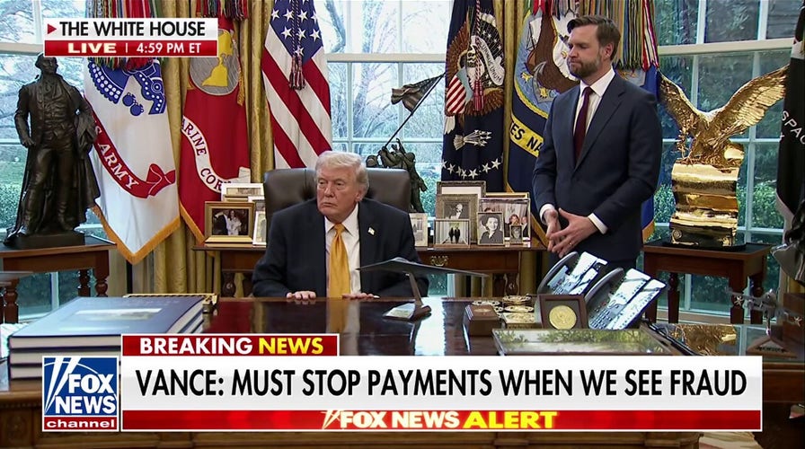 President Donald Trump speaks connected anti-fraud task force